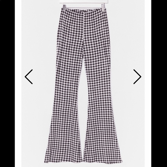 Nasty Gal Gingham Flare Pants - Picture 1 of 2
